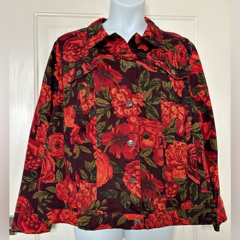 Isaac Mizrahi NWOT Floral Denim Jacket
